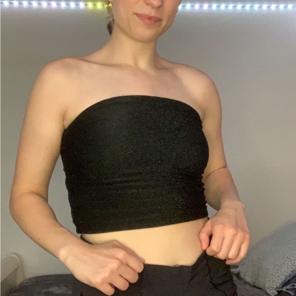Cropped sparkly tube top